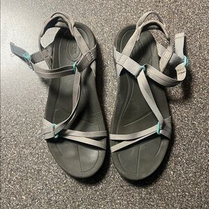 Teva Charcoal and Teal Strappy Sandals